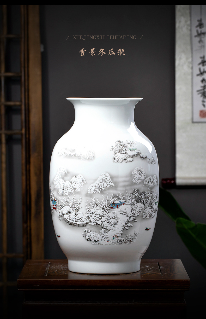 Jingdezhen ceramics vase snow large vases, flower arranging new sitting room of Chinese style household act the role ofing is tasted TV ark, furnishing articles