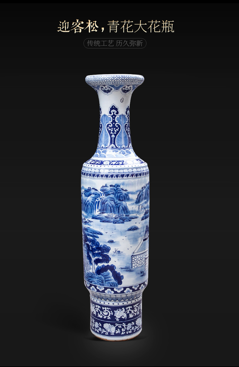 Blue and white porcelain of jingdezhen ceramics yulong, bound branch admiralty large vases, sitting room of Chinese style household hotel furnishing articles