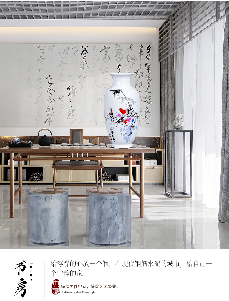 Jingdezhen ceramic vase furnishing articles of new Chinese style restoring ancient ways is thin body sitting room that occupy the home rich ancient frame flower arranging decoration arts and crafts