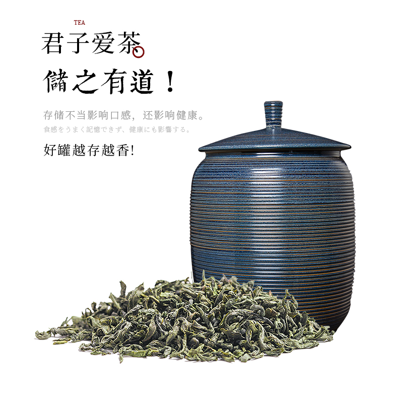 Jingdezhen ceramic sealed up the receive storage tank azure spiral caddy fixings domestic large capacity of moisture