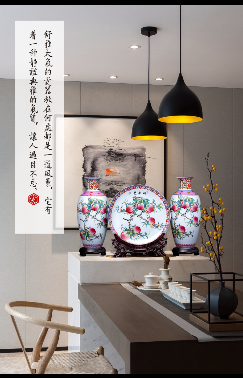 Jingdezhen ceramics three - piece vase furnishing articles of new Chinese style household to decorate the living room into a small handicraft live arranging flowers