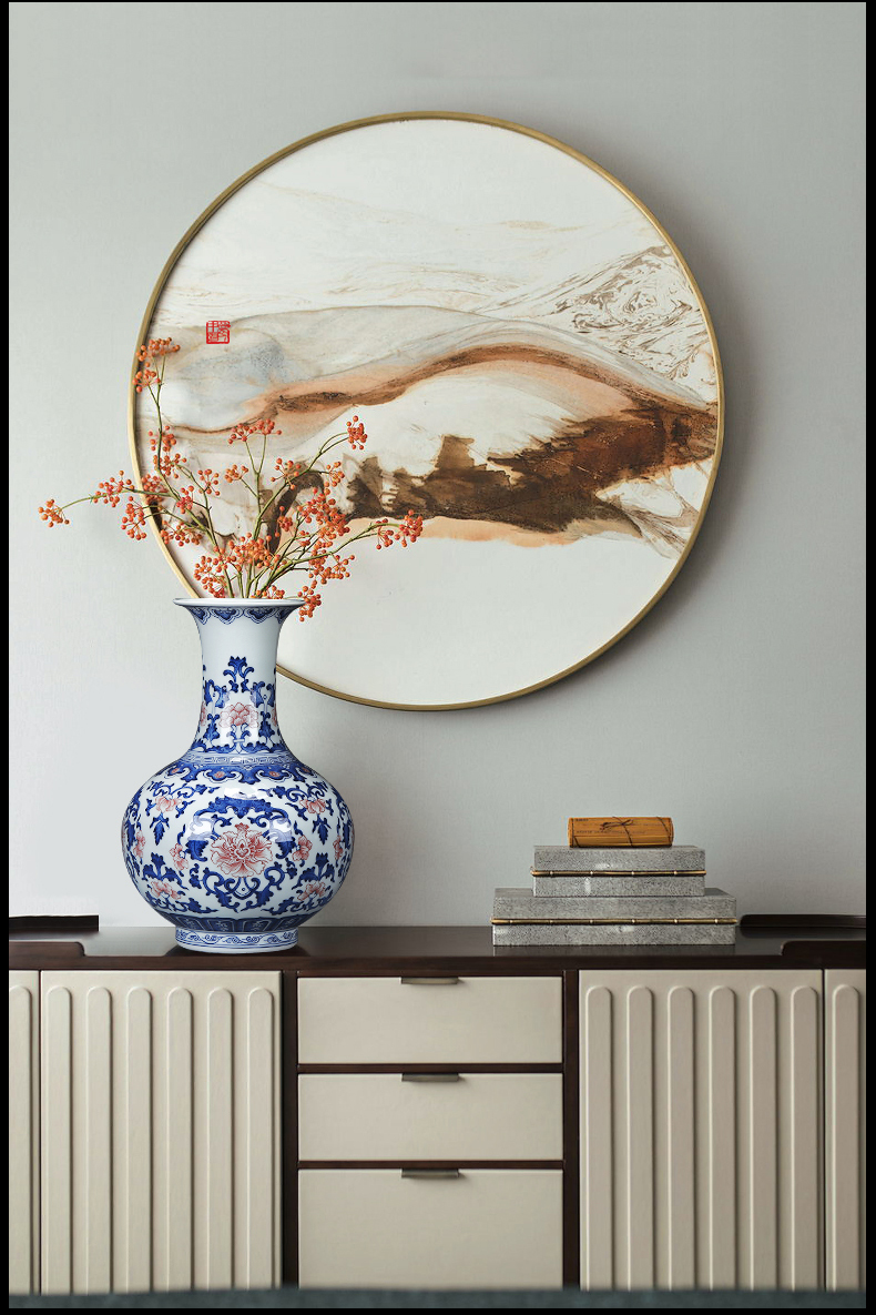 Jingdezhen ceramics antique imitation qianlong hand - made large blue and white porcelain vase furnishing articles flower arrangement home sitting room adornment