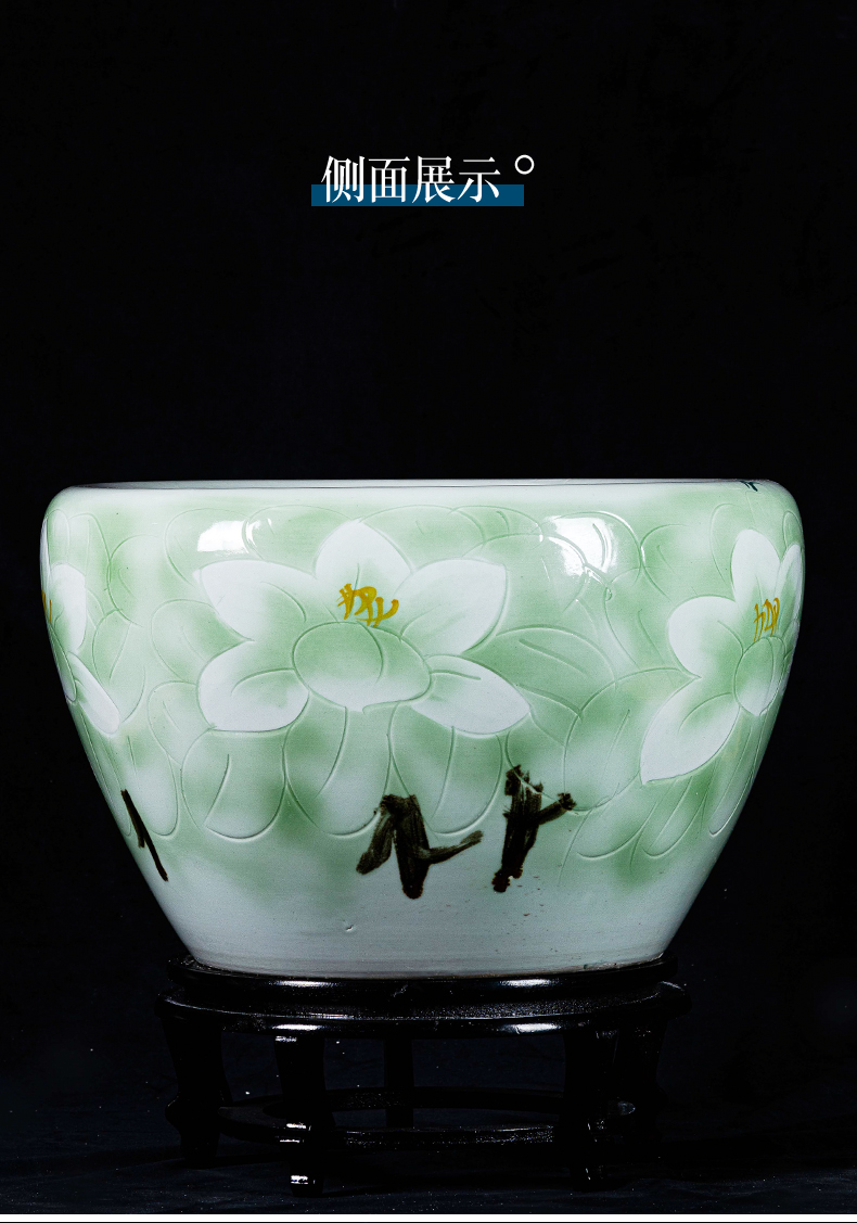 Jingdezhen ceramic aquarium adornment is placed a large water lily bowl lotus home sitting room ground is suing garden ornaments