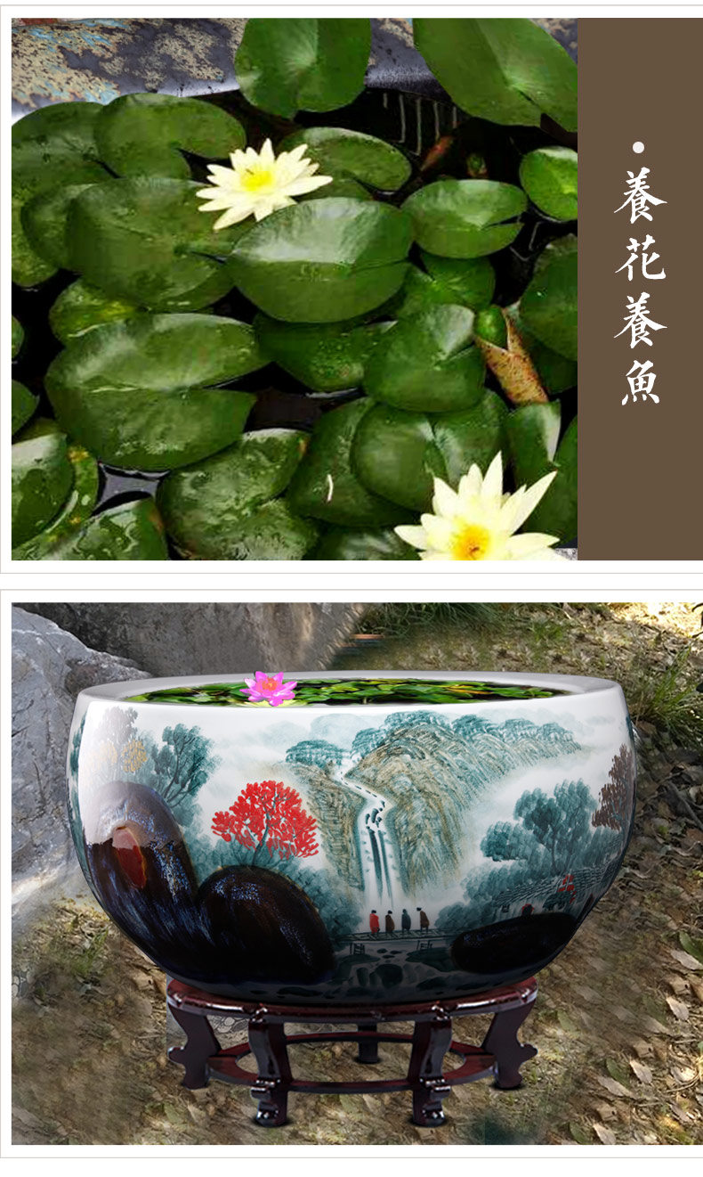 Jingdezhen ceramics hand - made refers to goldfish GangPen basin of a water lily bowl lotus cornucopia large - sized tank