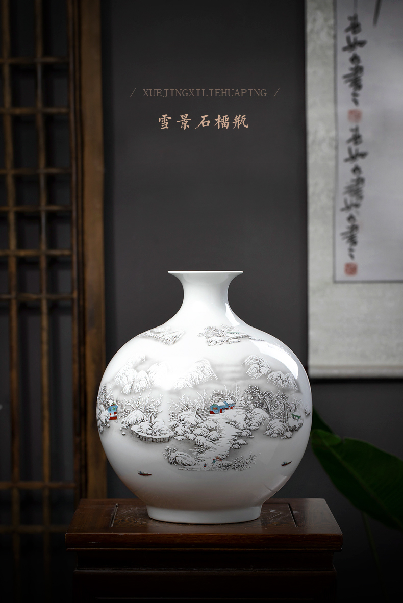 Jingdezhen ceramics vase snow large vases, flower arranging new sitting room of Chinese style household act the role ofing is tasted TV ark, furnishing articles