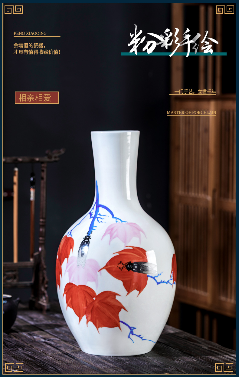 Jingdezhen ceramic vase furnishing articles large light hand draw new Chinese style key-2 luxury home rich ancient frame sitting room porch decoration