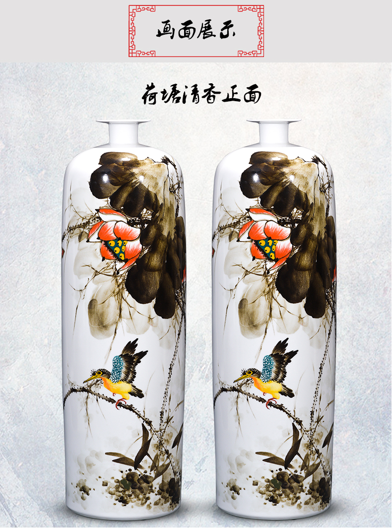 Jingdezhen ceramics vase famous hand - made under glaze color Chinese rural style home sitting room adornment is placed