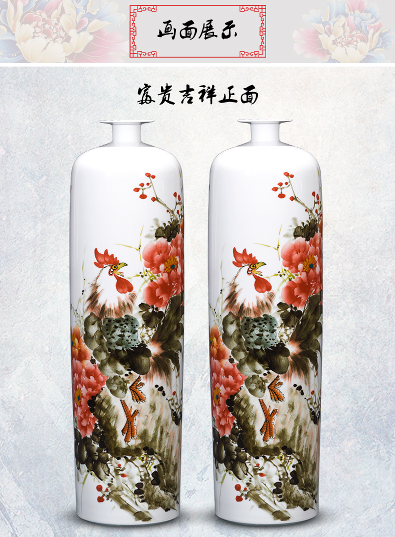 Jingdezhen ceramics vase famous hand - made under glaze color Chinese rural style home sitting room adornment is placed