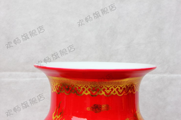 Chinese red vase aj45 jingdezhen ceramics furnishing articles flower arranging ground sitting room large Chinese decorative arts and crafts