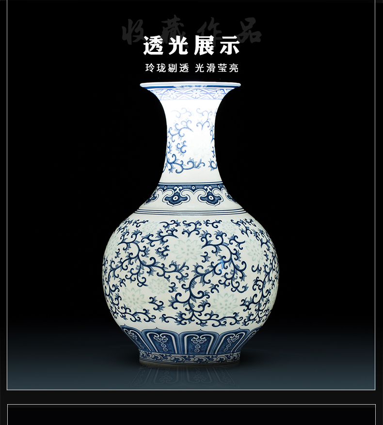 Thin foetus blue and white porcelain of jingdezhen ceramics floret bottle furnishing articles flower arranging Chinese rich ancient frame sitting room decoration