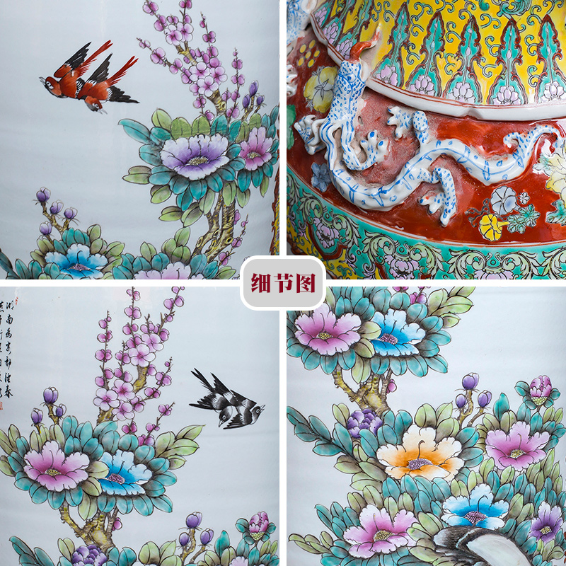 Archaize of jingdezhen ceramics powder enamel ears of large vases, Chinese style living room home decoration collection furnishing articles