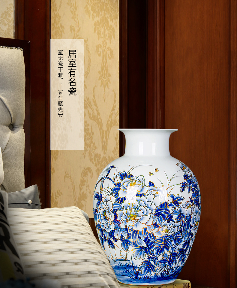 Jingdezhen ceramics hand - made paint peony vases, flower arranging new Chinese style home sitting room adornment porch place