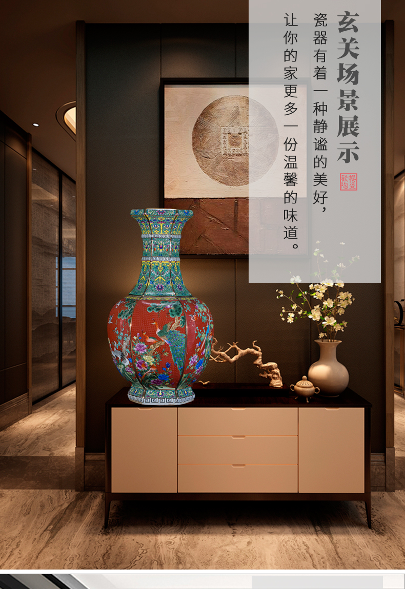 Archaize of jingdezhen ceramics powder enamel vase imitation qianlong year Chinese style classical Angle of the sitting room what adornment furnishing articles