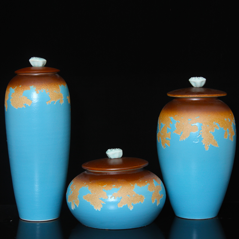 Jingdezhen merry modern home decoration handicraft pottery three - piece ceramic vase decoration hc - 109