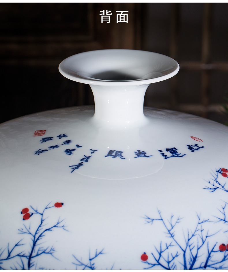 Jingdezhen ceramic masters hand draw much luck powder enamel vase Chinese classical home sitting room adornment is placed