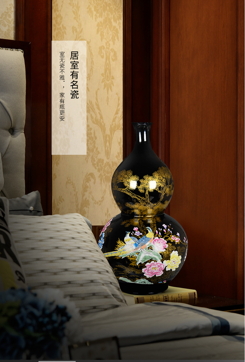 Jingdezhen ceramics blue large vases, flower arranging is placed high sitting room porch decoration of Chinese style household style