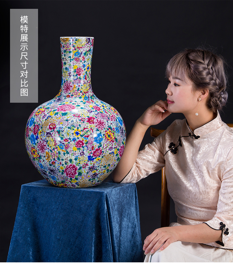 Jingdezhen ceramics archaize qianlong pastel flower is big gourd vases collection place Chinese sitting room adornment