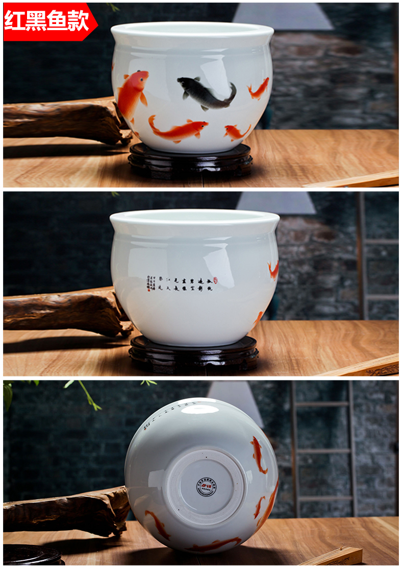 Yg3 jingdezhen ceramic snow little gold fish tank water lily bowl lotus cylinder tortoise raise a flower pot fish bowl