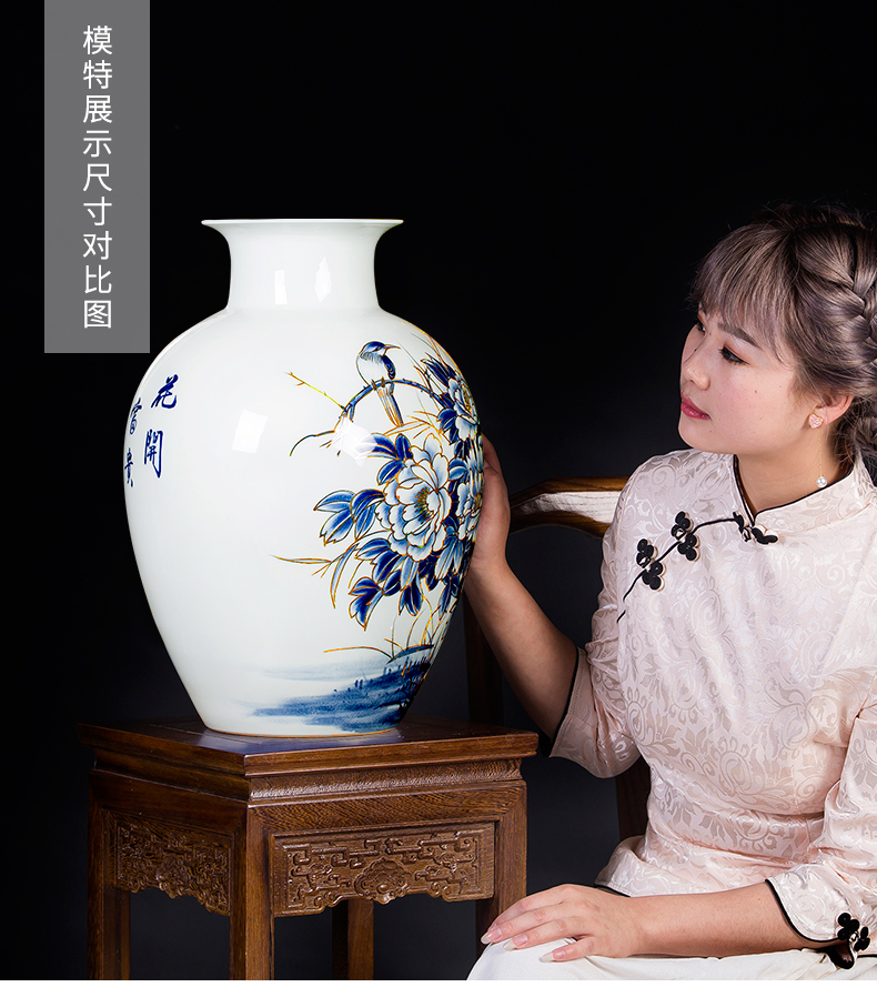 Jingdezhen ceramics hand - made paint peony vases, flower arranging new Chinese style home sitting room adornment porch place