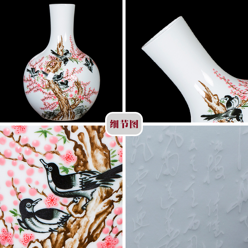 Jingdezhen ceramic hand - made vases, flower arranging beaming new living room TV cabinet decoration of Chinese style household furnishing articles