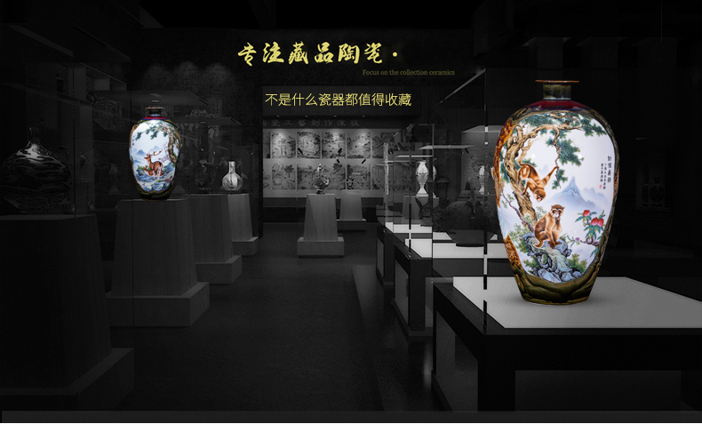 Jingdezhen ceramics powder enamel famous master of large vase decoration of new Chinese style household, sitting room adornment is placed