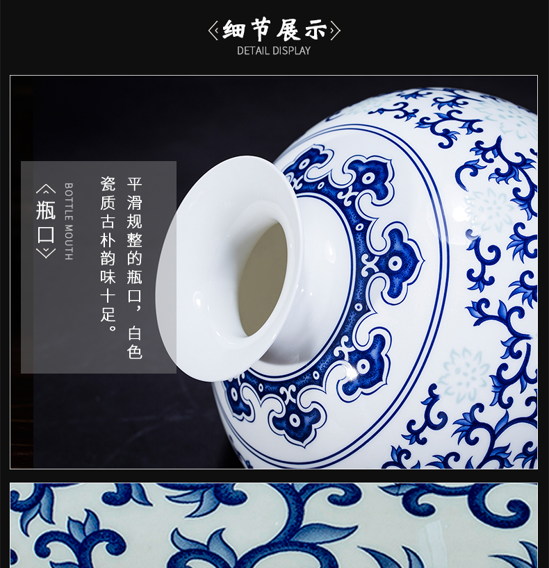 Thin foetus blue and white porcelain of jingdezhen ceramics floret bottle furnishing articles flower arranging Chinese rich ancient frame sitting room decoration