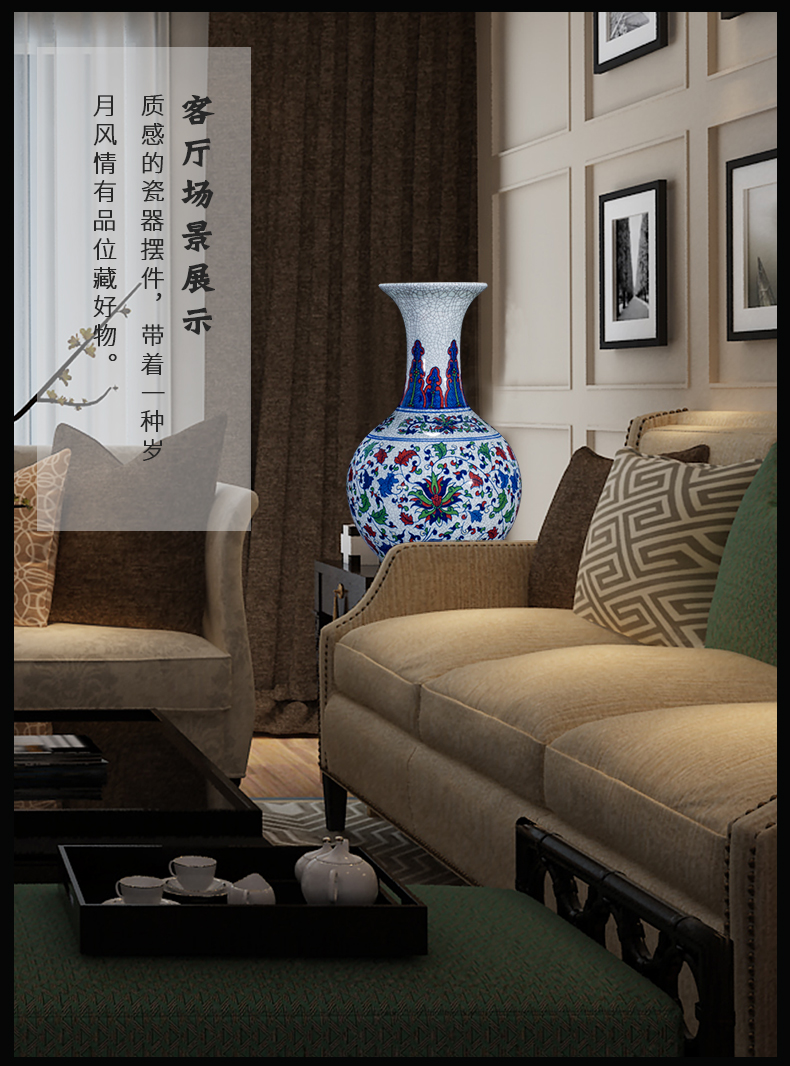 Archaize of jingdezhen ceramics up with blue and white porcelain vases, flower arrangement home sitting room adornment rich ancient frame furnishing articles