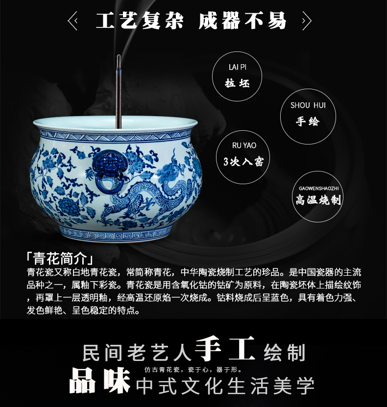 Imitation of qianlong year pure hand - made cornucopia of blue and white porcelain of jingdezhen ceramics porch decorate feng shui plutus furnishing articles