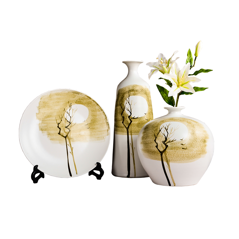 Jingdezhen ceramics new creative abstract flower vase Chinese wine sitting room porch ground home decoration