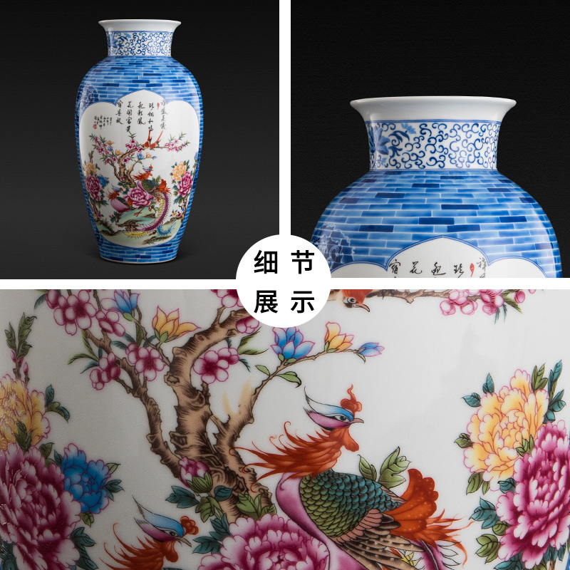 Jingdezhen ceramics powder enamel vase landing home sitting room porch place large hotel decoration arts and crafts