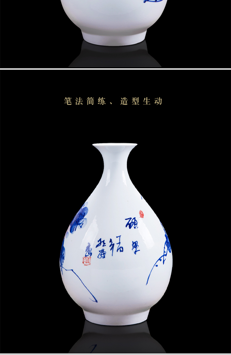 Famous master of jingdezhen ceramics hand - made porcelain vases, flower arrangement of Chinese style home sitting room adornment is placed