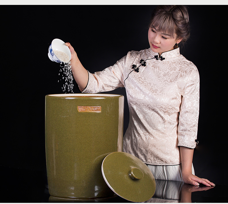 Jingdezhen ceramics tea caddy fixings household storage tank pu - erh tea cake store receives the seventh, peulthai the tea cake tin of large size