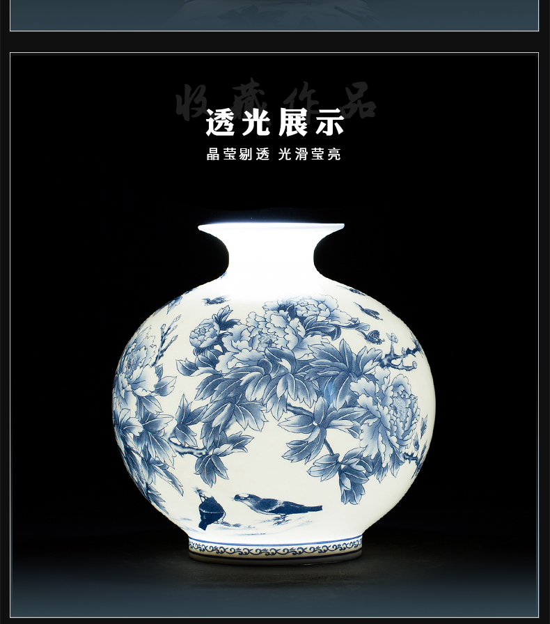 Jingdezhen ceramic thin foetus blue and white porcelain vases, flower arranging Chinese wind furnishing articles sitting room adornment of Chinese style household porcelain