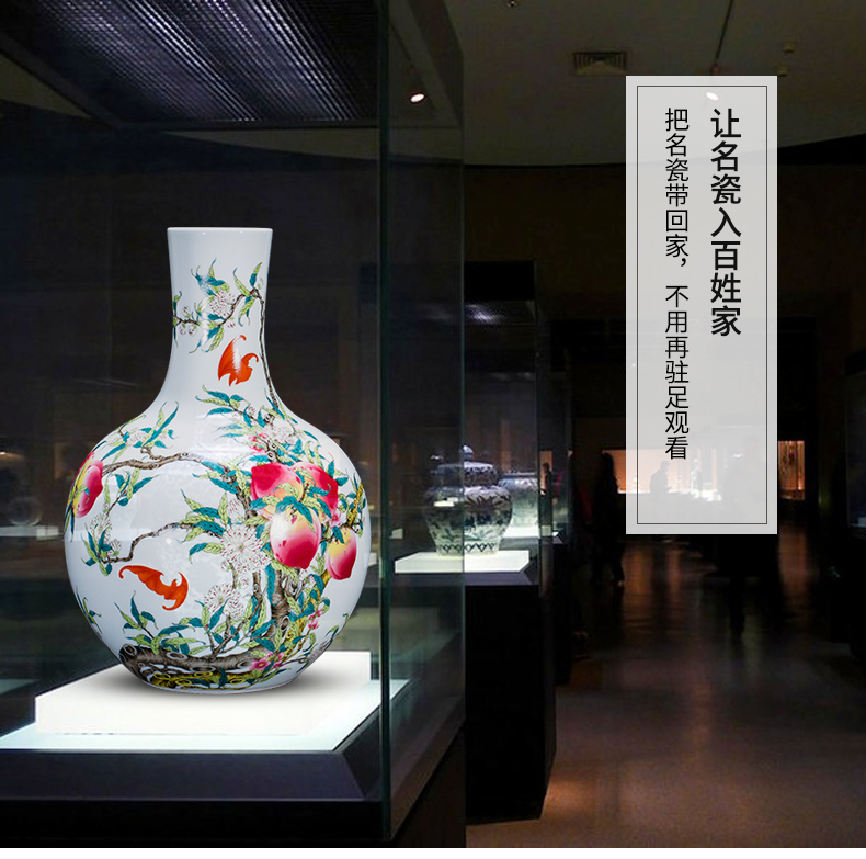 Jingdezhen ceramics archaize large vases, flower arrangement home rich ancient frame edge horn what adornment is placed large living room