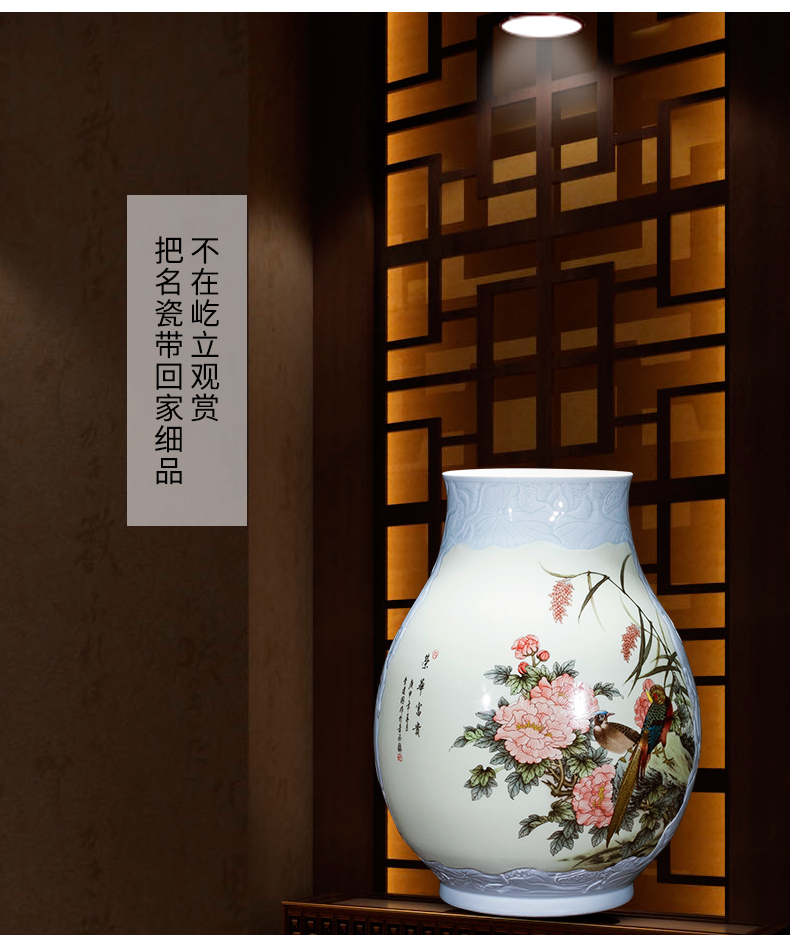 Jingdezhen ceramic its f tube calligraphy and painting tube of new Chinese style decorates porch Angle of sitting room what furnishing articles of large vase