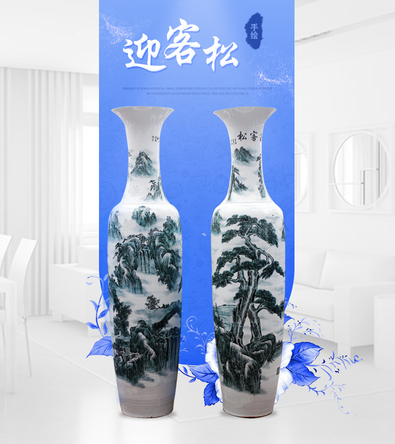 Jingdezhen ceramics hand - made guest - the greeting pine ground sitting room adornment is placed hotel opening gifts sf54 big vase