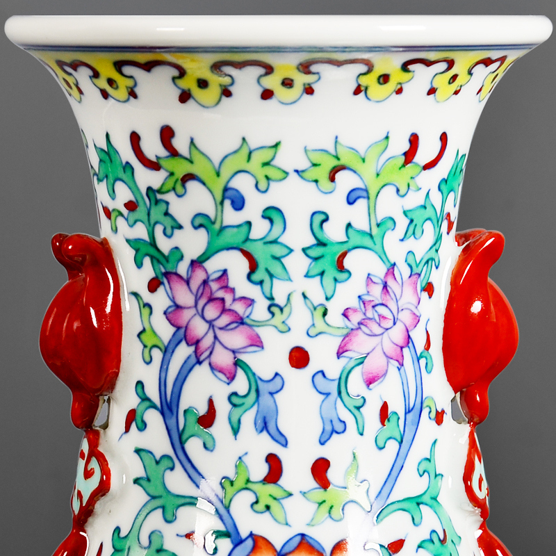 Antique porcelain qianlong pastel spring of the four seasons with the vase home sitting room adornment is placed the process of jingdezhen ceramics