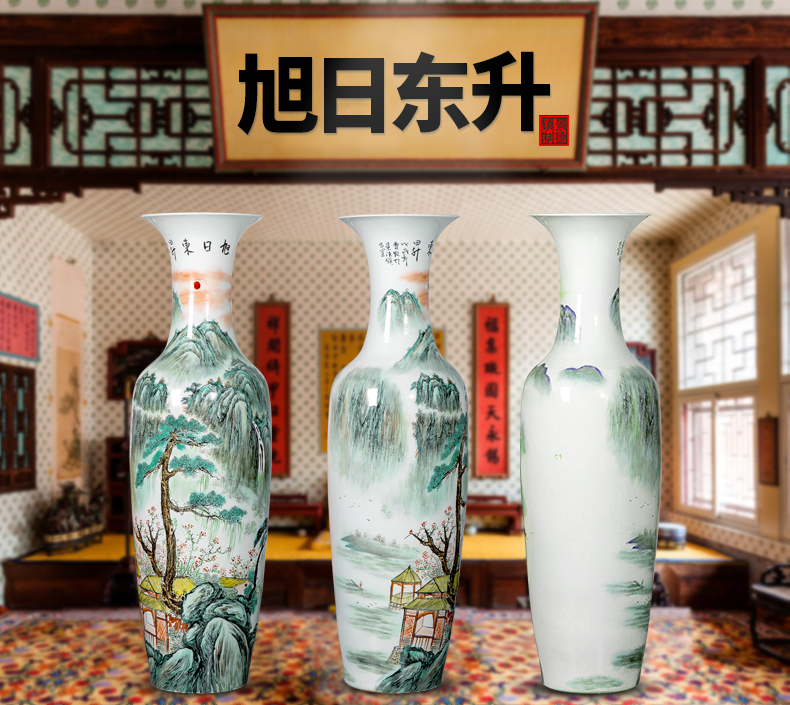 Jingdezhen ceramics hand - made landing big vase high furnishing articles of Chinese style decoration opening gifts to heavy large sitting room