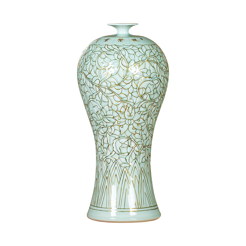 Jingdezhen ceramics vase the see colour blue glaze decorations rich ancient frame place large new Chinese style living room office