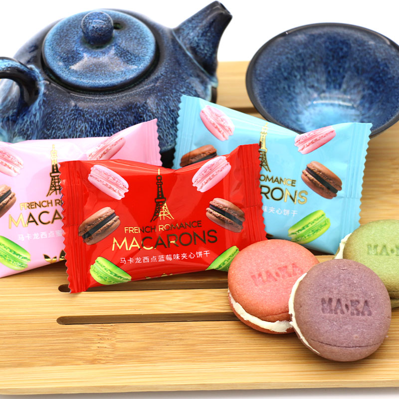 Martha Macaron West Point Peach Flavored Sandwich Biscuits 500g About 35 Lime Blueberry Flavored Cakes Casual Snacks
