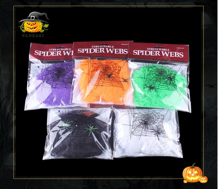 Halloween trang trí đạo cụ phòng thoát nhện bông mô phỏng nhện tơ lụa bố trí bầu không khí cung cấp mạng nhện - Sản phẩm Đảng / Magic / Hiệu suất đồ hoá trang bé trai