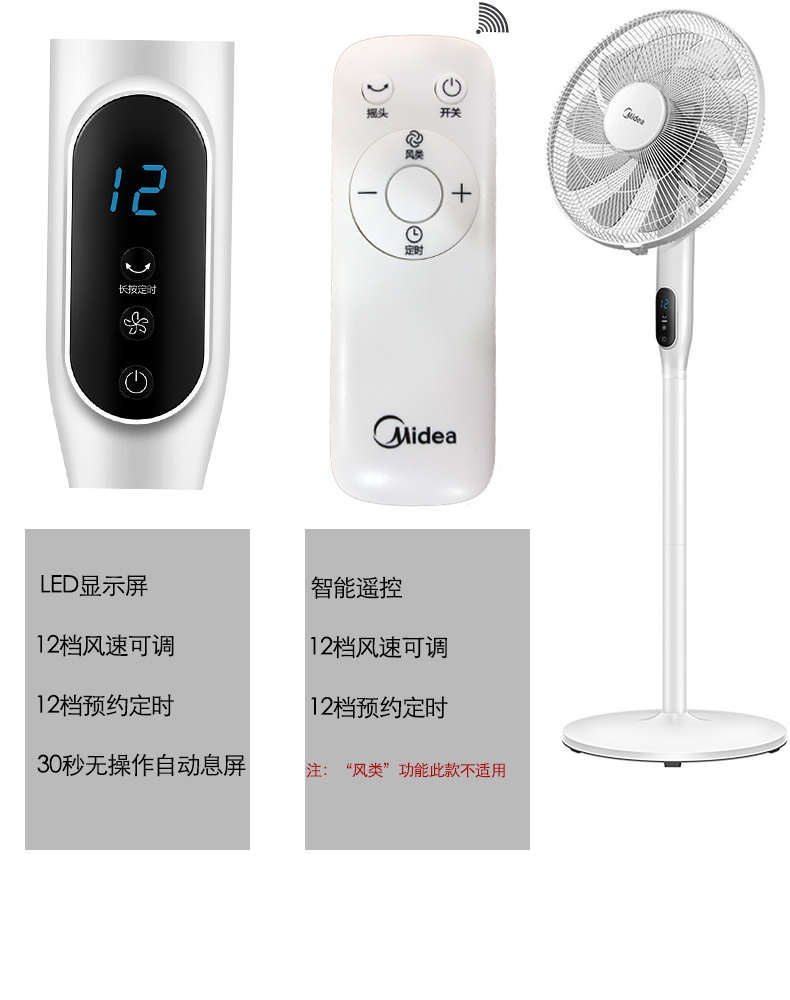 Đẹp DC biến tần điều khiển từ xa quạt sàn điện quạt đứng ba câm tiết kiệm năng lượng 16 inch FS40-18AR - Quạt điện quạt treo tường midea