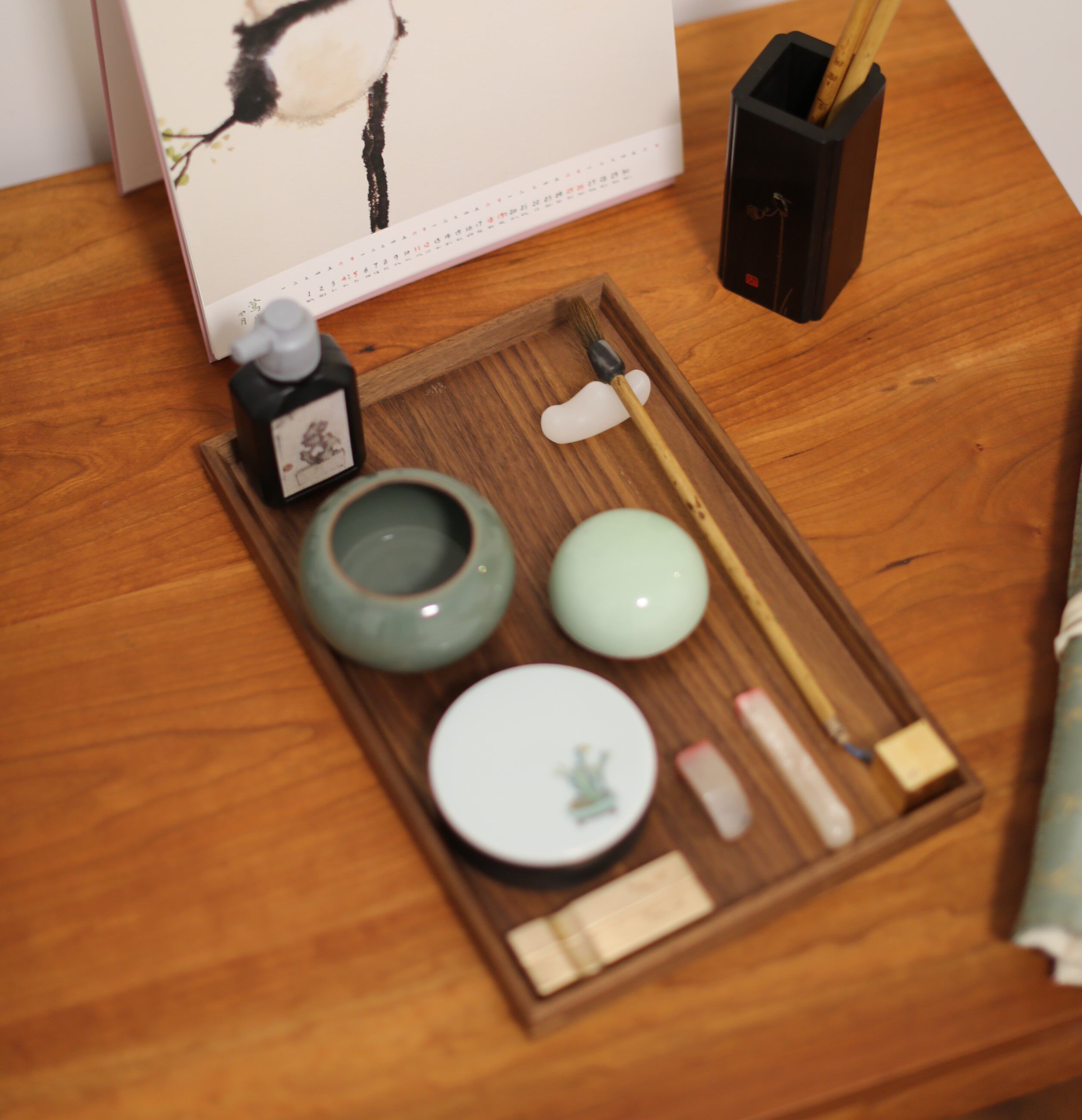 Neutralize to the United States Black walnut ink tray solid wood study room tea tray jewelry box storage box wood wax oil solid wood