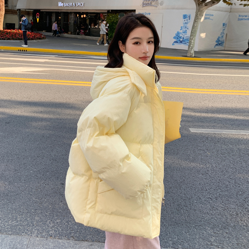 Fufu Cloud down Cotton Jacket for Women, Petite Size, 2026 Winter New Thickened Puffer Jacket, Yellow Short Cotton Coat