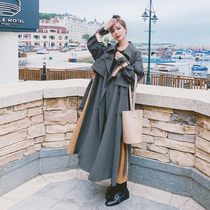 Trench coat women long knee Hepburn style 2020 Spring and Autumn New English style loose temperament hanging coat coat coat