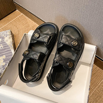 Small Fragrance Sandals Sandals Womens Summer 2021 New Exploits Thick Bottom Magic Sticker Flat-bottomed Fairy Wind Leisure 100 Hitch Sandals