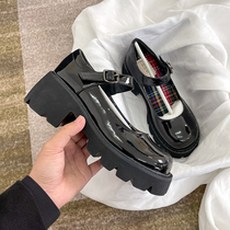  Overseas 2021 new thick primer leather mary jane oblique college style increased small leather shoes Japanese womens oblique