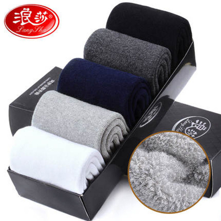 Wangsha socks male winter thickening plywool lap in the breathable man's cotton socks sucking anti-odor towel socks