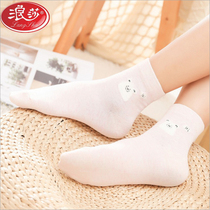 Surina Woman Socks Spring Fall Middle Cylinder Pure Cotton Lady Full Cotton Suck Sweat Cartoon Cute Student Socks Deodorant All Season Socks