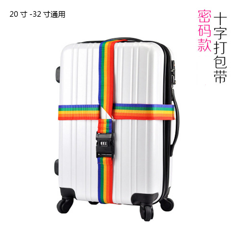 Cross-shaped packing straps with passwords and one-character binding straps for overseas luggage, reinforcing straps for travel safety